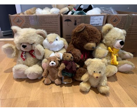 A substantial collection of teddy bears, including brands such as Steiff, Tommys, Shades and others.