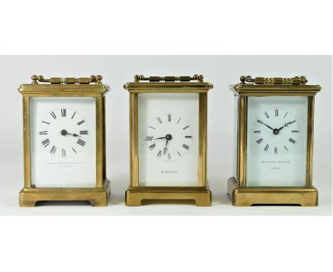 A Thomas Armstrong of Manchester 8 day carriage clock together with a Matthew Norman of London carriage clock and a French ex