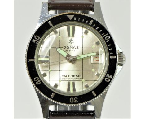 Jonas, 21 Prix, a stainless steel manual wind calendar gentleman's sports wristwatch, fixed bezel, 40mm 