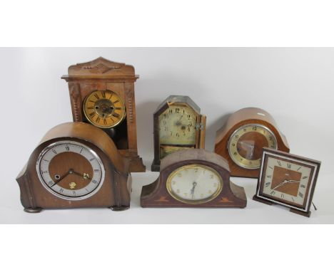 A collection of mid 20th century mantle clocks to include Kundo anniversary, London Clock Co carriage clocks, oak cased Westm