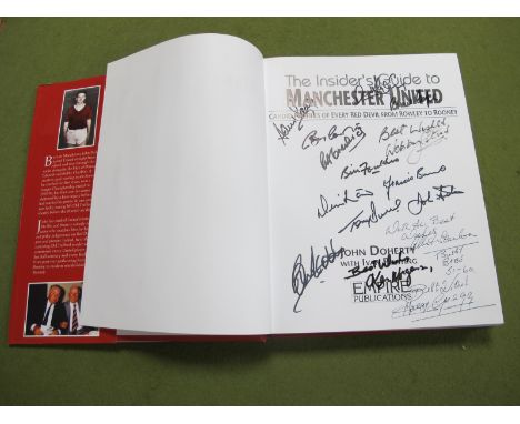 Manchester United Autographs, Law, Charlton, Foulkes, Crerand, Stiles, Scanlon, Gregg, Dunne, Burns, Sadler. All ink signed (