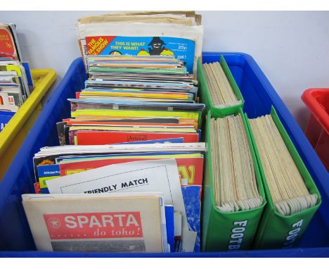 Football Programmes - Mainly 1970's, 80's, English, European opponents noted, 3 volumes of Marshall Cavendish Football handbo