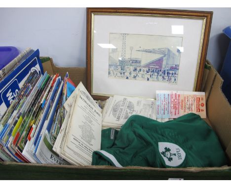 Ireland Rugby Shirt, by Puma. Horse Racing programmes from the 1960's, Huddersfield Town pennant, football programmes, Terry 