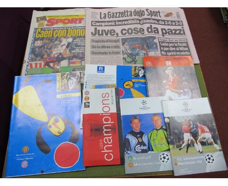 Manchester United Champions League 1998-9 Away Programmes - from the Treble Winning Season, Final v. Bayen Munich, plus two t