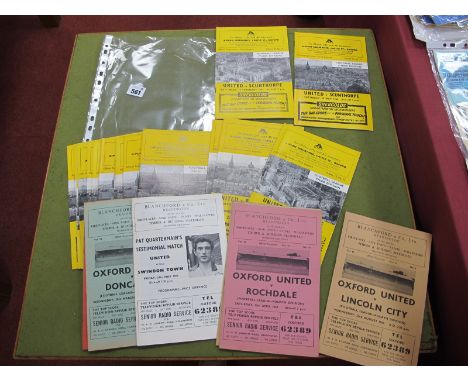 Oxford United Home Programmes - ten from 1st League season 1962-3 including first home game v. Lincoln City, eighteen other 1