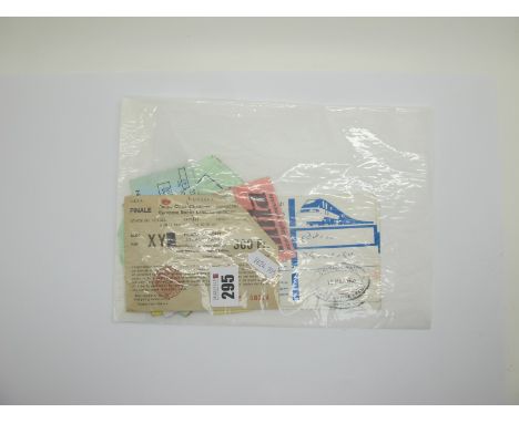 1985 European Cup Final Ticket, Liverpool v. Juventus, from The Disaster Match at Heysel (torn). 1983 at Amsterdam x 2, at Ba