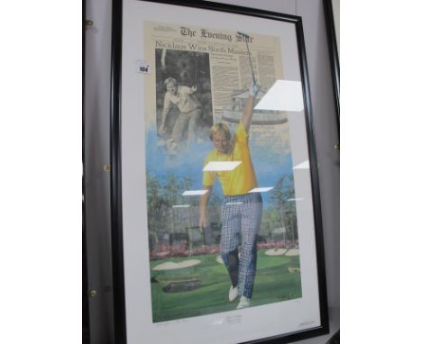 Golf - Jack Nicklaus Limited Edition Colour Print of 950 After H Chung, pencil signed Douglas London to border, details to ba