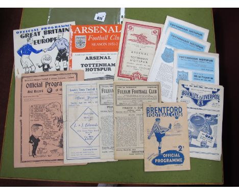 1947 F.A. Cup Semi Final Replay Programme Burnley v. Liverpool (name on face). Tottenham Reserves 37-8 v. Brentford Reserves 