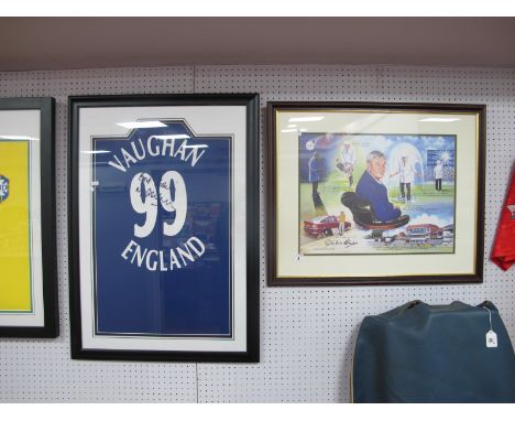 Michael Vaughan Blue Shirt with Name 'England' &amp; '99' To Back, bearing signature (unverified), mounted and framed. Dickie