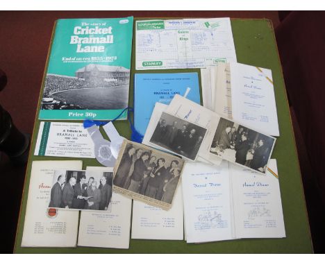 Sheffield Cricket Annual Dinner Menu's, various 1951-62 Fred Trueman and Herbert Sutcliffe Autographs noted, other local leag