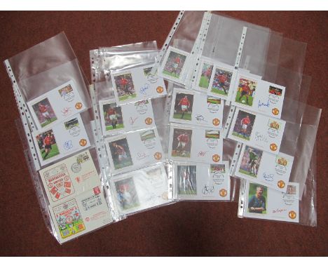 Manchester United Benin First Day Covers, (18), bearing signatures including Alex Ferguson, Schmeichel, Nevilles, Stam, Beckh