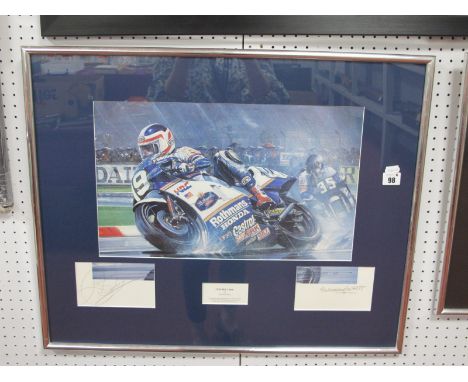 Motor Sports - Freddie Spencer autograph, pencil signed (unverified), on a Nicholas Watts print, 'Double Take', framed as a m