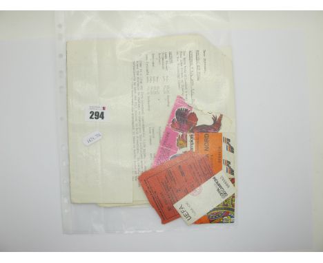 1984 European Cup Final Ticket, Roma v. Liverpool, one other, Football Special ticket, and supporters letter.