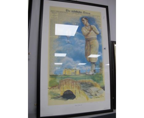 Golf - Ron Taylor (London) 'Robert T Jones Jr' Limited Edition Colour Print of 650, image, pencil signed details to back Doug