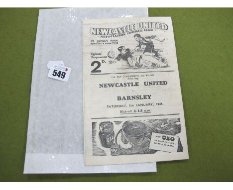 1946 Newcastle United v. Barnsley F.A Cup 3rd Round First Leg Programme, dated 5th January 1946.