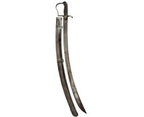 A 1796 PATTERN LIGHT CAVALRY NCO'S SWORD, 83cm curved blade, regulation steel stirrup hilt, wire bound fishskin grip, contain