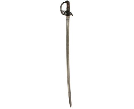 AN EAST INDIA COMPANY CAVALRY OFFICER'S SWORD BY WILKINSON, 90.5cm blade etched with scrolling foliage, crowned VR cypher and