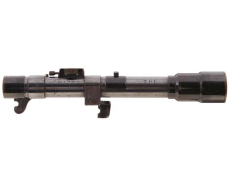 A FIRST WAR SNIPER'S TELESCOPIC SIGHT BY ALDIS AND HOLLAND &amp; HOLLAND, characteristic black painted body stamped ALDIS BRO