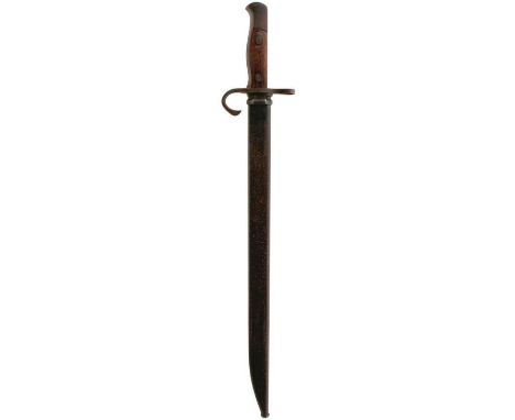 A JAPANESE ARISAKA BAYONET, complete with scabbard, together with a large trade machete, stamped with a crown over VR, anothe