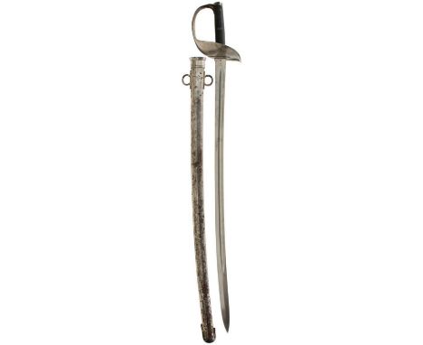 AN 1899 PATTERN CAVALRY TROOPER'S SWORD, 85cm curved fullered blade with various Ordnance stamps and dates, regulation steel 