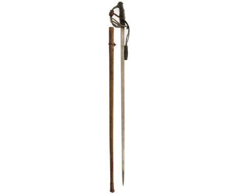 A FRENCH MODEL 1883 INFANTRY OFFICER'S SWORD, 92.5cm fullered blade with manufacturer's and model details on the back edge an