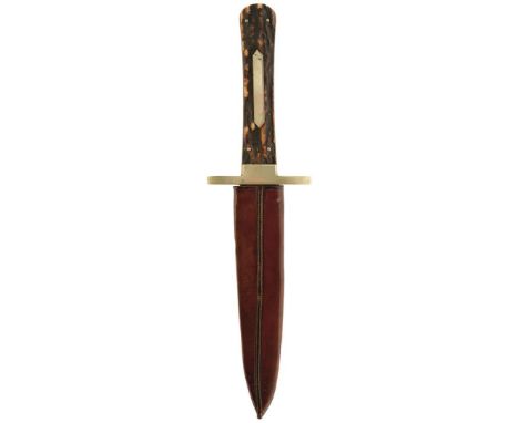 AN ANTIQUE BOWIE KNIFE BY WOSTENHOLM &amp; SON, 15cm clipped back blade with faceted back edge stamped with the manufacturer'