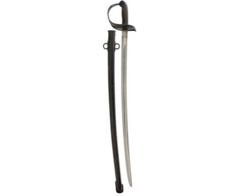 AN 1885 PATTERN CAVALRY NCO'S SWORD, 78.5cm curved blade, regulation steel hilt pierced with a Maltese cross, wire bound fish