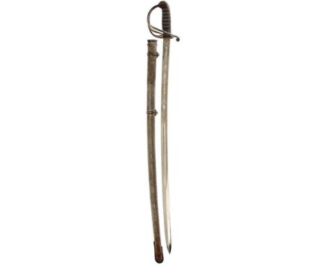 A VICTORIAN VOLUNTEER ARTILLERY OFFICER'S SWORD, 82.5cm clean blade decorated with scrolling foliage, crowns, artillery piece