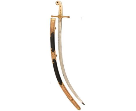A GEORGIAN MAMELUKE BY SALTER, 75.5cm sharply curved blade, sharpened for use and with several edge nicks, characteristic orn