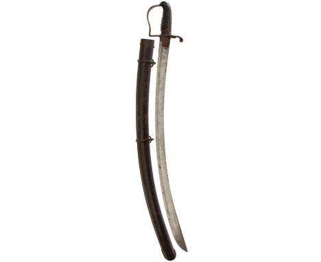 A 1796 PATTERN CAVALRY TROOPER'S SWORD, 82.5cm curved blade by Runkel, regulation steel stirrup hilt, ribbed leather grip, wo