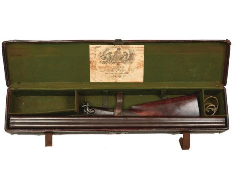 A 13-BORE DOUBLE BARRELLED PINFIRE SPORTING GUN BY BEATTIE, 29.75inch sighted damascus barrels engraved JAMES BEATTIE &amp; S