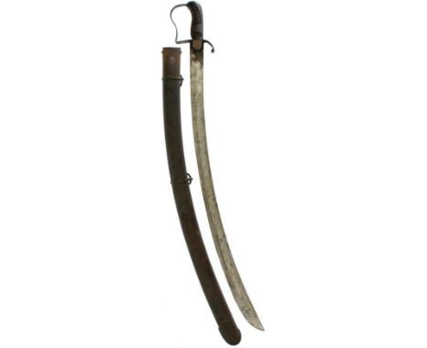 A 1796 PATTERN LIGHT CAVALRY TROOPER'S SWORD, 84cm curved blade, regulation steel stirrup hilt, ribbed leather grip, containe
