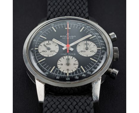 A RARE GENTLEMAN'S STAINLESS STEEL BREITLING TOP TIME CHRONOGRAPH WRIST WATCH CIRCA 1960s, REF. 810D: Black dial with luminou