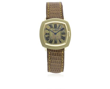 A RARE 18K SOLID GOLD CARTIER "CAMO" WRIST WATCH CIRCA 1970s WITH A RECENT LETTER FROM CARTIER CONFIRMING THE MODEL&nbsp;D: T