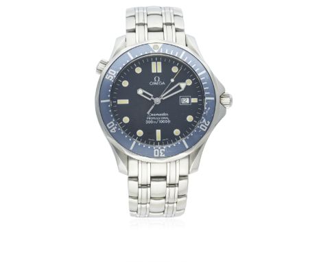 A GENTLEMAN'S FULL SIZE STAINLESS STEEL OMEGA SEAMASTER PROFESSIONAL 300 BRACELET WATCH CIRCA 1995D: Blue wave effect dial wi
