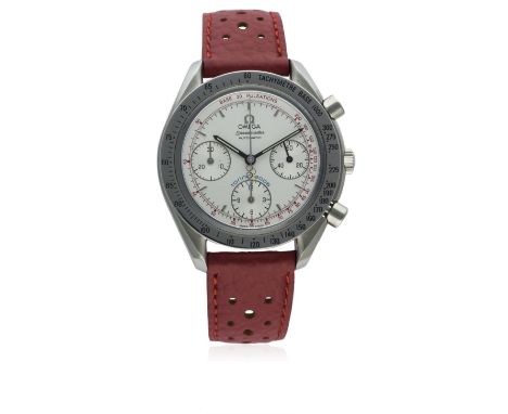 A GENTLEMAN'S STAINLESS STEEL OMEGA SPEEDMASTER AUTOMATIC CHRONOGRAPH WRIST WATCH CIRCA 2006, TORINO WINTER OLYMPIC GAMES LIM