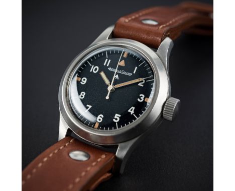 A VERY RARE GENTLEMAN'S STAINLESS STEEL BRITISH MILITARY JAEGER LECOULTRE MARK 11 RAF PILOTS WRIST WATCH DATED 1948 D: Black 
