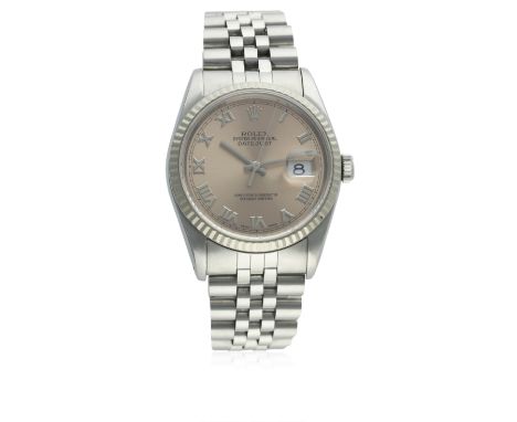 A GENTLEMAN'S STEEL &amp; WHITE GOLD ROLEX OYSTER PERPETUAL DATEJUST BRACELET WATCH DATED 1993, REF.&nbsp;16234 WITH BOX &amp