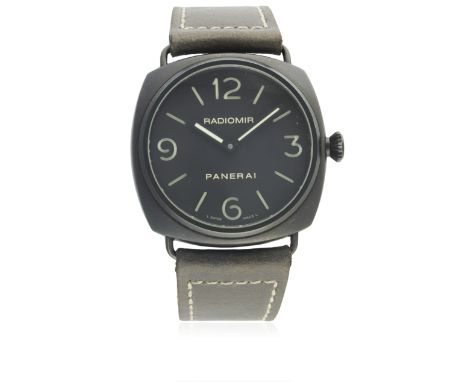 A GENTLEMAN'S CUSTOM PVD COATED PANERAI RADIOMIR WRIST WATCH CIRCA 2008, PAM00210 D: Black "sandwich" dial with luminous mark