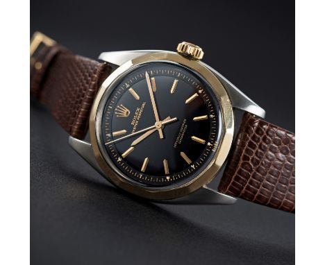 A FINE &amp; RARE GENTLEMAN'S STEEL &amp; GOLD ROLEX OYSTER PERPETUAL "FANTASIE" WRIST WATCH CIRCA 1960s, REF. 6586 WITH "GIL