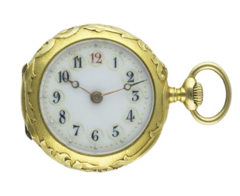 A FINE LADIES 18K SOLID GOLD &amp; ENAMEL VACHERON &amp; CONSTANTIN POCKET WATCH CIRCA 1910 D: Enamel dial with Arabic numera