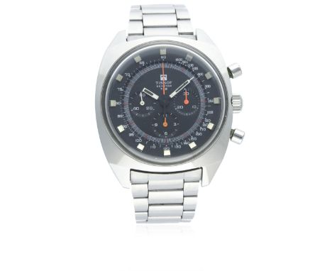 A GENTLEMAN'S STAINLESS STEEL TISSOT SEASTAR T12 CHRONOGRAPH BRACELET WATCH CIRCA 1970, REF. 40506 WITH ORIGINAL BOXD: Black 