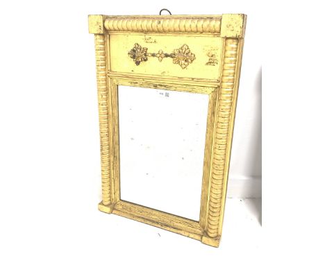 19th century upright gilt framed wall mirror with half round bobbin turned pilasters and applied floral decoration to frame 4