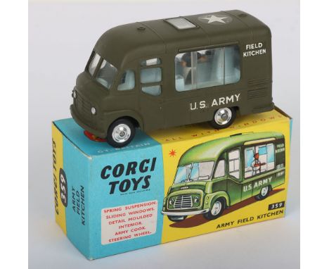 Corgi Toys 359 Smiths Karrier US Army Field Kitchen, military green body, pale blue interior, in mint original condition, wit