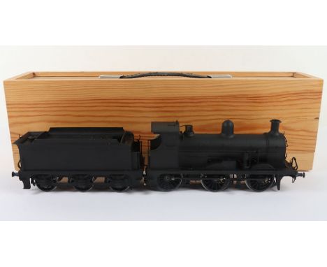 0 gauge brass and metal kit built 0-6-0 locomotive and tender, two-rail electric locomotive and tender finished in black, det