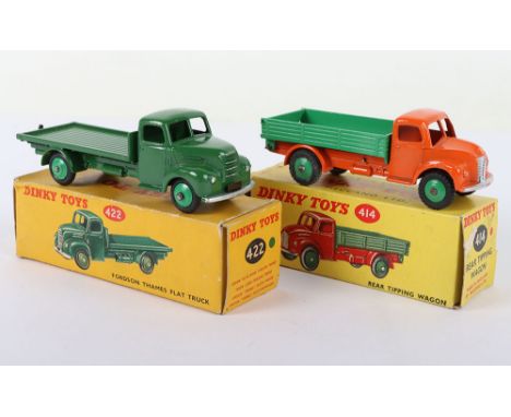 Dinky Toys 414 Dodge Rear Tipping Wagon, orange cab/chassis, green tipper, mid green wheel hubs, in mint original condition, 