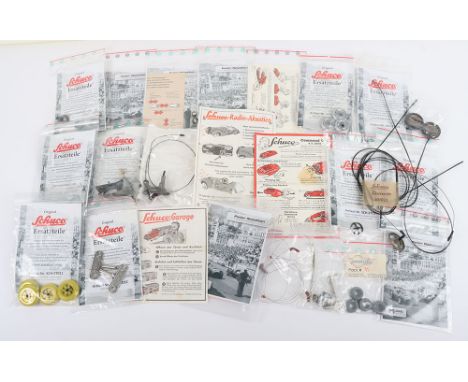 A Quantity of Original Schuco Spare/Replacement parts, including: Tyres, tools, 4 x tinplate set of four wheel hubs, 2 x 2 sp