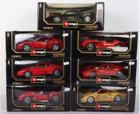 Seven  Burago  Model Ferraris  1:18 Scale, 3004 Ferrari Testarossa (1984) 2 x 3007 Ferrari 250 Testa Rossa (1957), 3022 Ferra