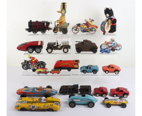 Quantity of Novelty Tinplate Toys including: vintage and contemporary,  Hornby LMS 0 Guage  tank loco 0-4-0, Wells Brimtoy Go