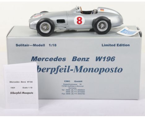 CMC 1:18 scale M-021 Mercedes Benz W196 Racing Car, Hans Hermann, No.8, Limited Edition, in near mint to mint boxed opened co